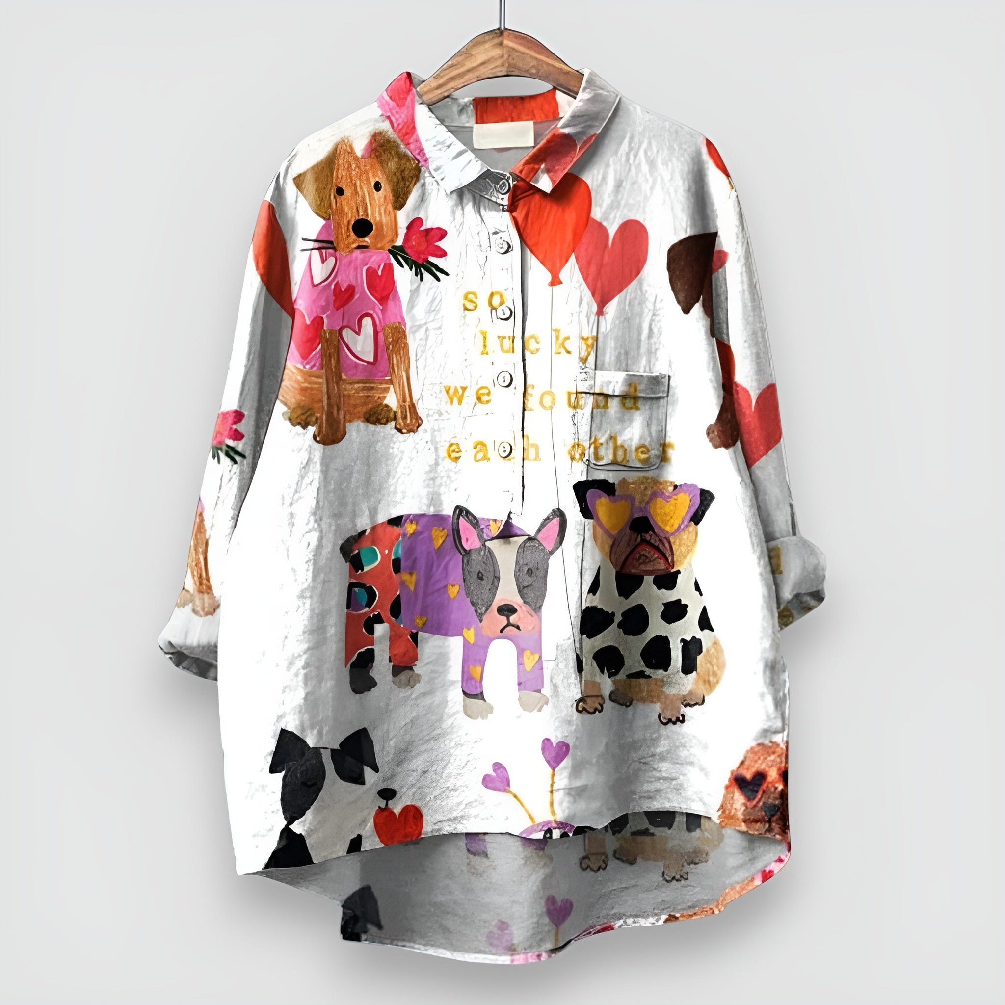 Mina | Naisellinen chemise koiramotivilla
