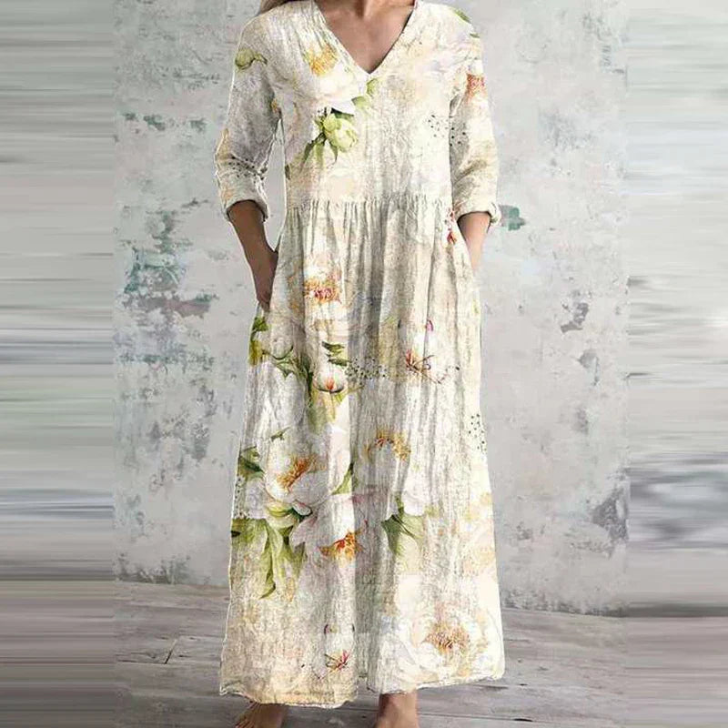 Tina | Elegantti kesämekko kukkakuosisella