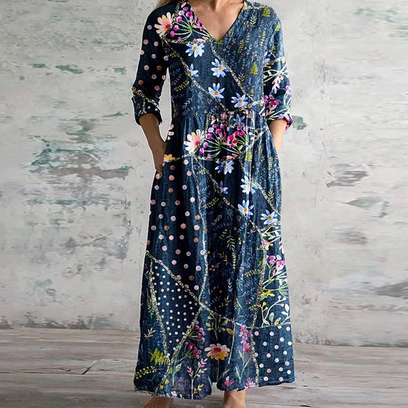 Tina | Elegantti kesämekko kukkakuosisella