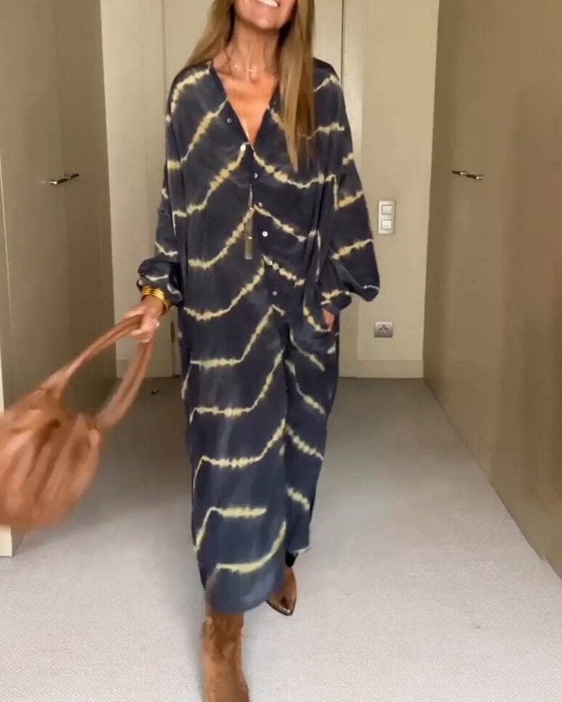 Isla | Kesäinen V-pääntie mekko boho-printillä