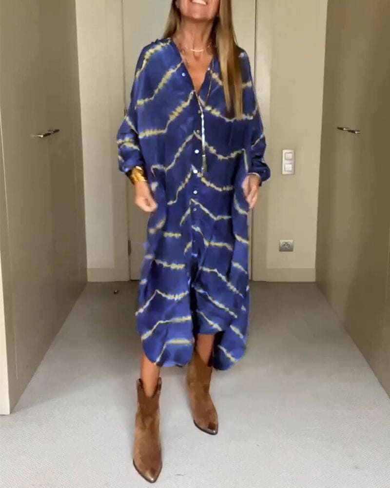 Isla | Kesäinen V-pääntie mekko boho-printillä