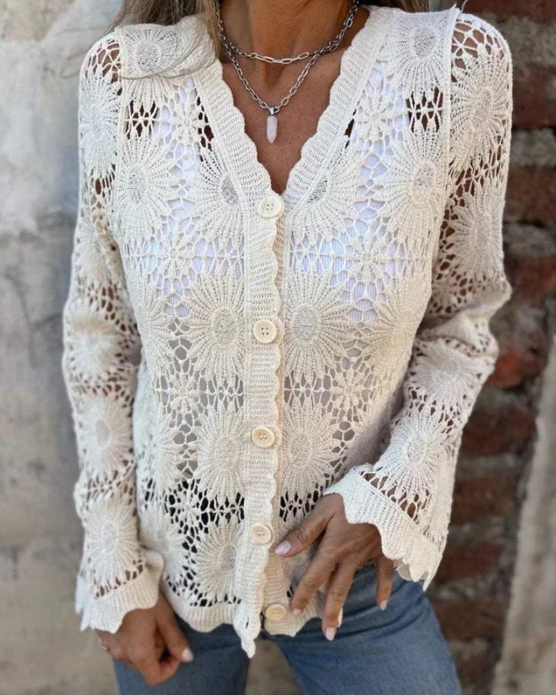 Tyra - Virkattu Kanteknapper Cardigan