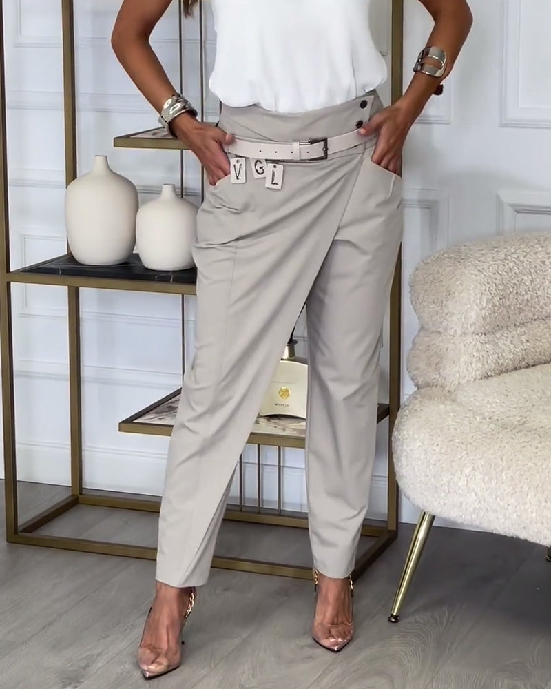 Sybille - Pantalon Patchwork vyöllä