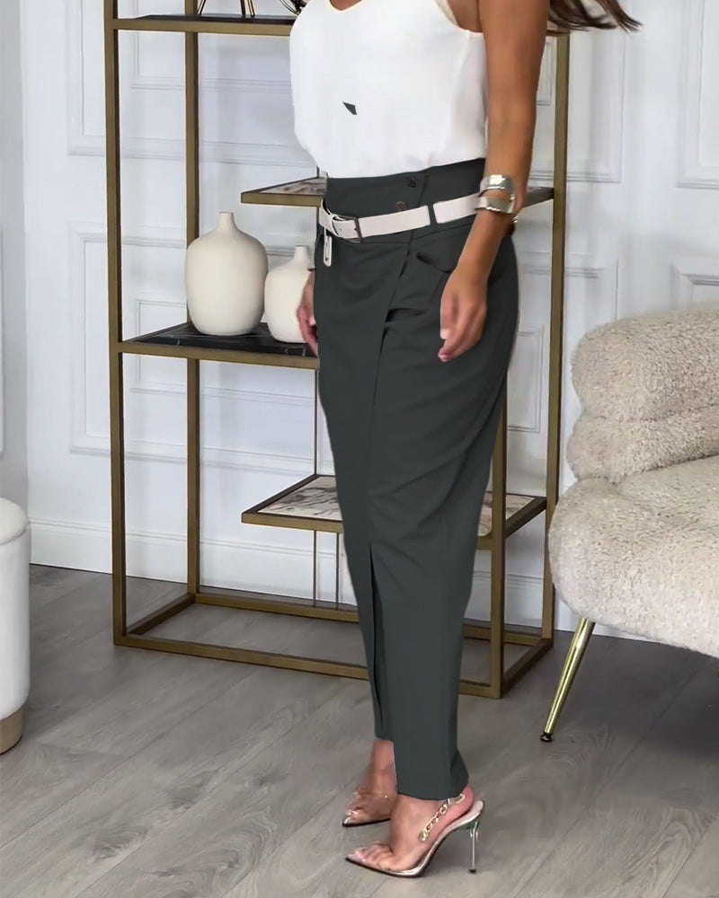Sybille - Pantalon Patchwork vyöllä