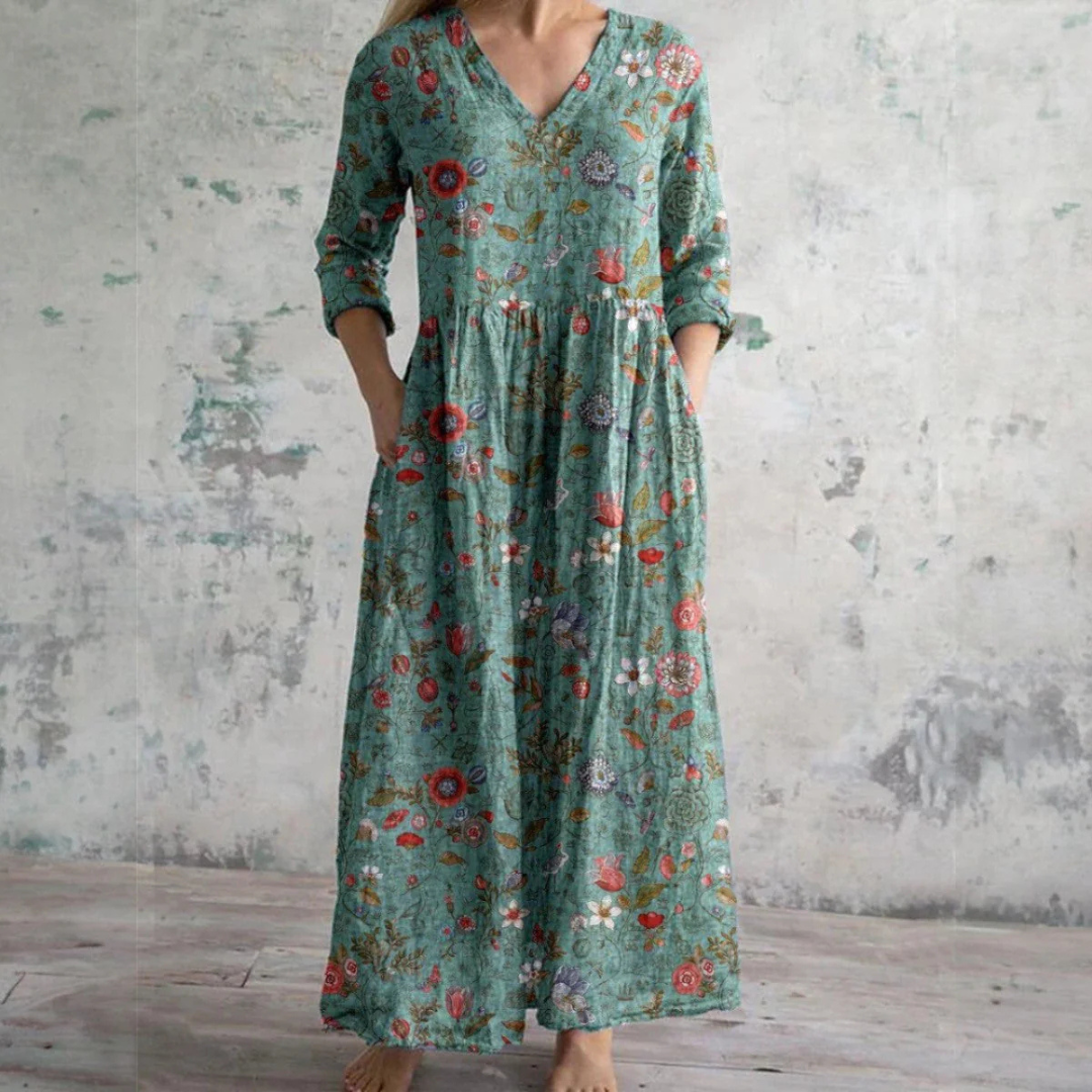 Tina | Elegantti kesämekko kukkakuosisella