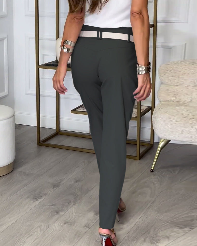 Sybille - Pantalon Patchwork vyöllä