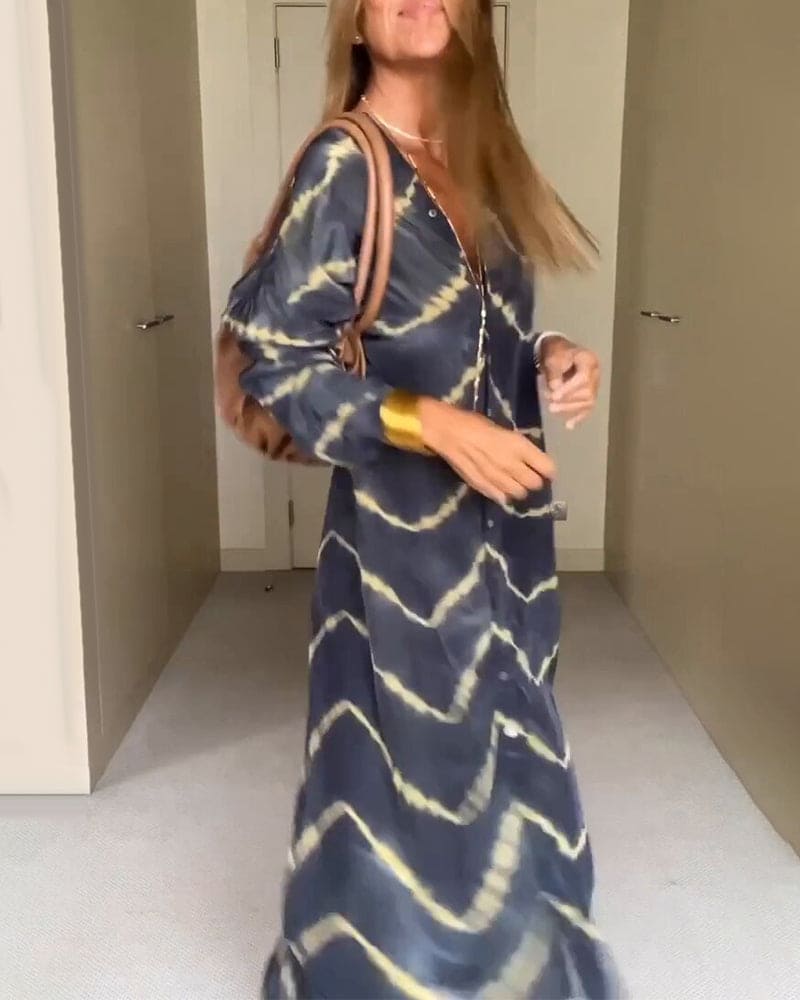 Isla | Kesäinen V-pääntie mekko boho-printillä