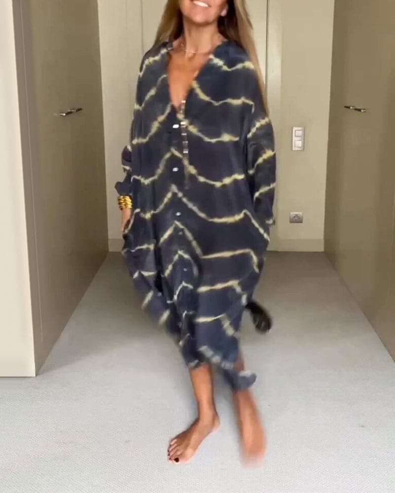 Isla | Kesäinen V-pääntie mekko boho-printillä