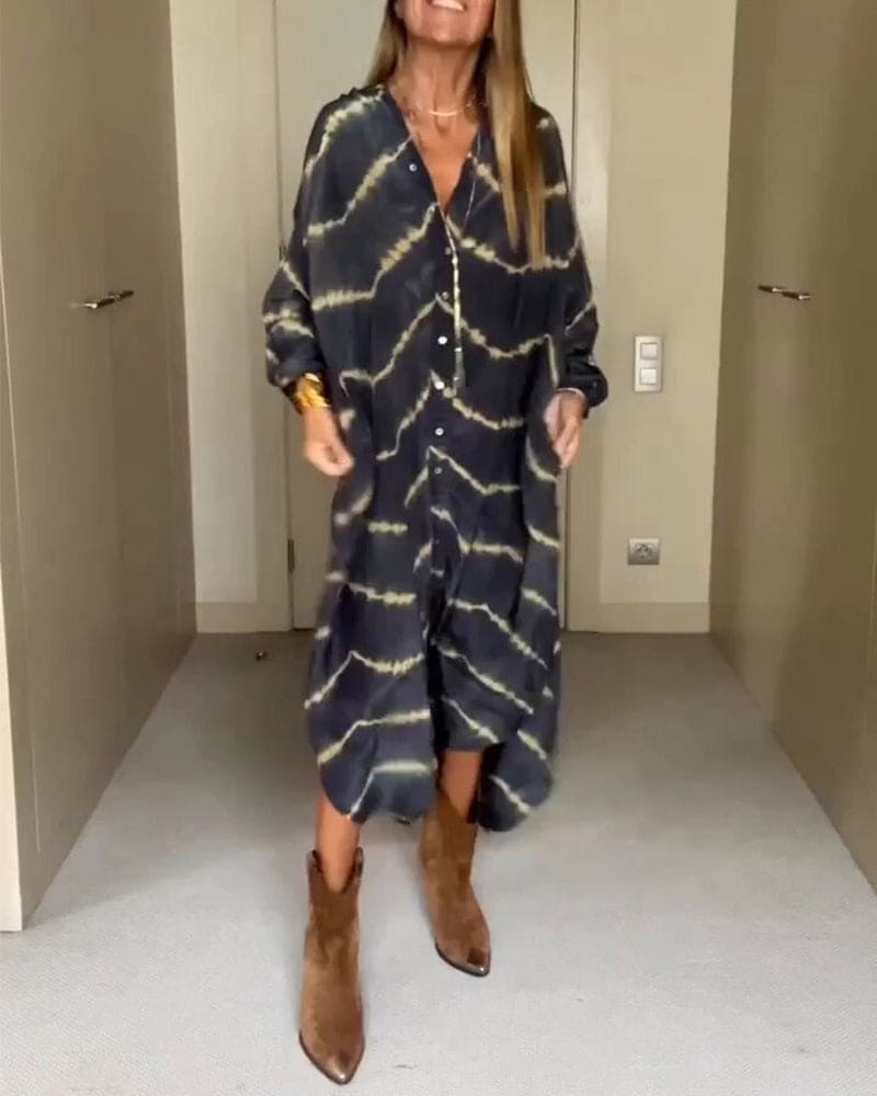 Isla | Kesäinen V-pääntie mekko boho-printillä