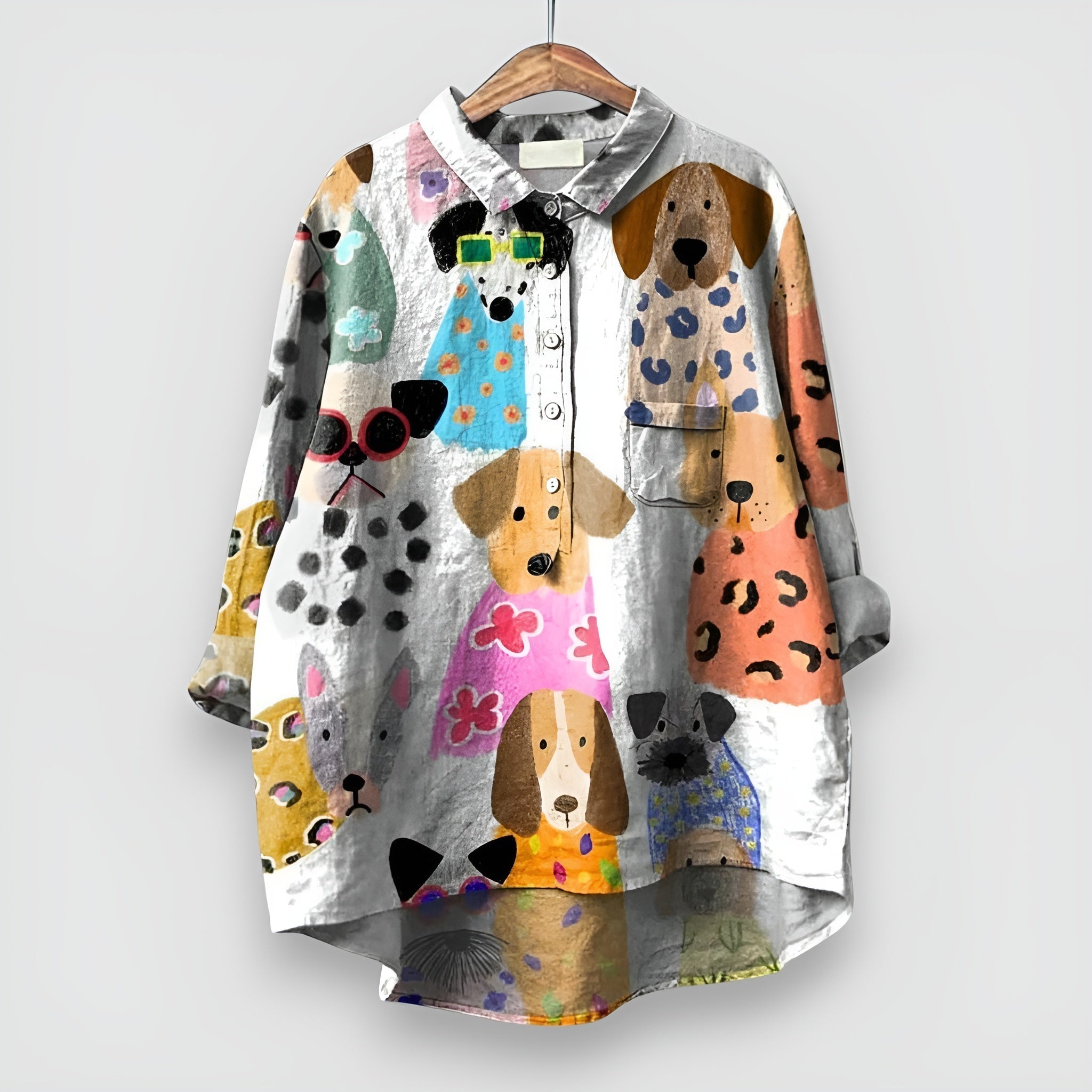 Mina | Naisellinen chemise koiramotivilla