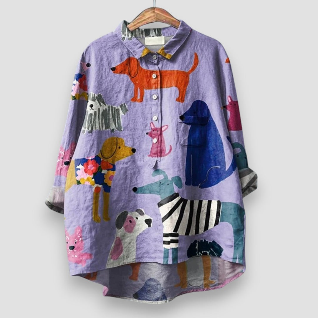 Mina | Naisellinen chemise koiramotivilla