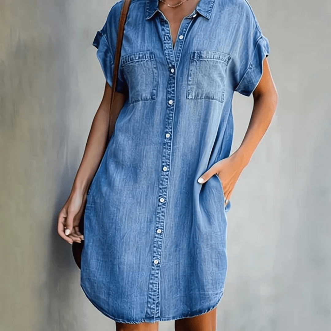 Martina | Denim-mekko lyhyillä hihoilla