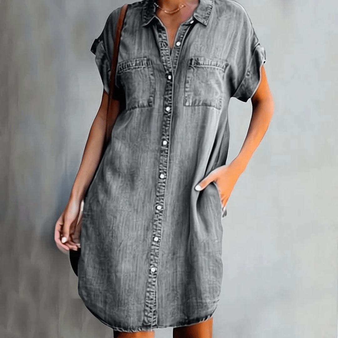 Martina | Denim-mekko lyhyillä hihoilla