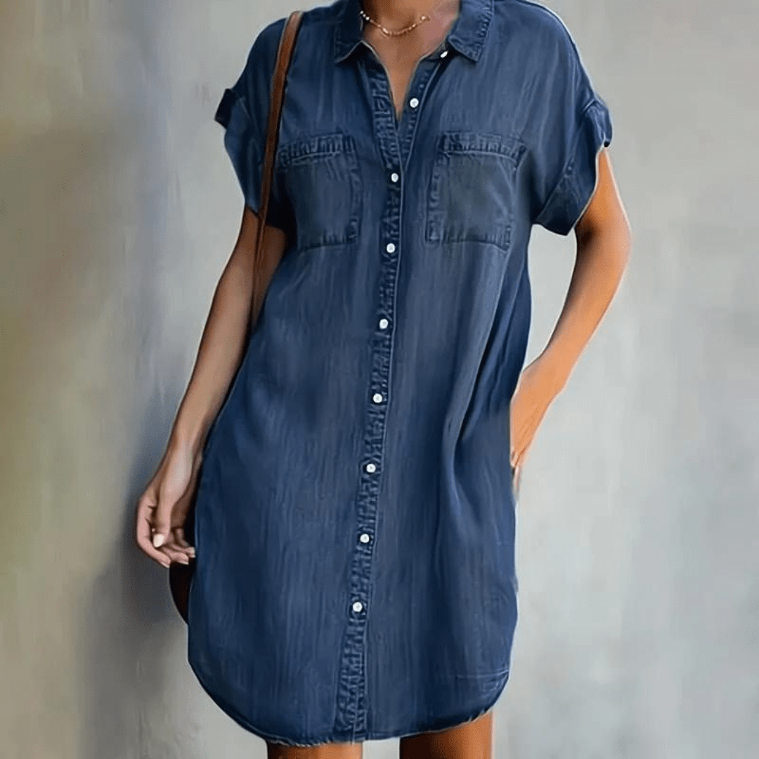 Martina | Denim-mekko lyhyillä hihoilla