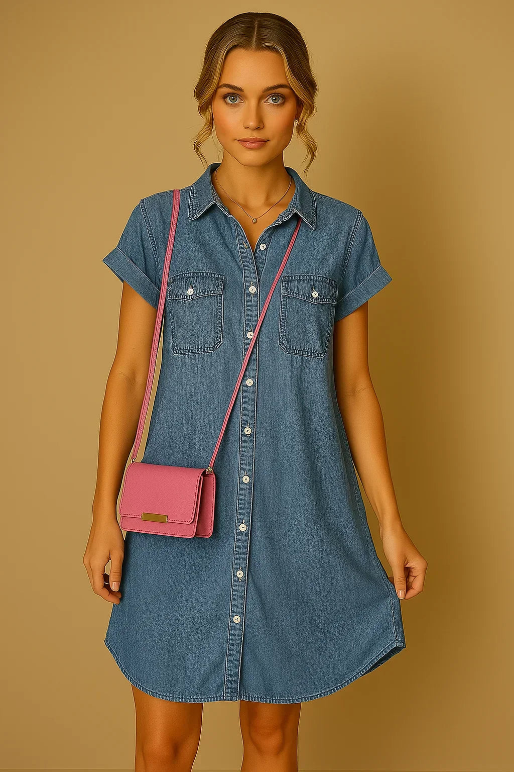 Martina | Denim-mekko lyhyillä hihoilla