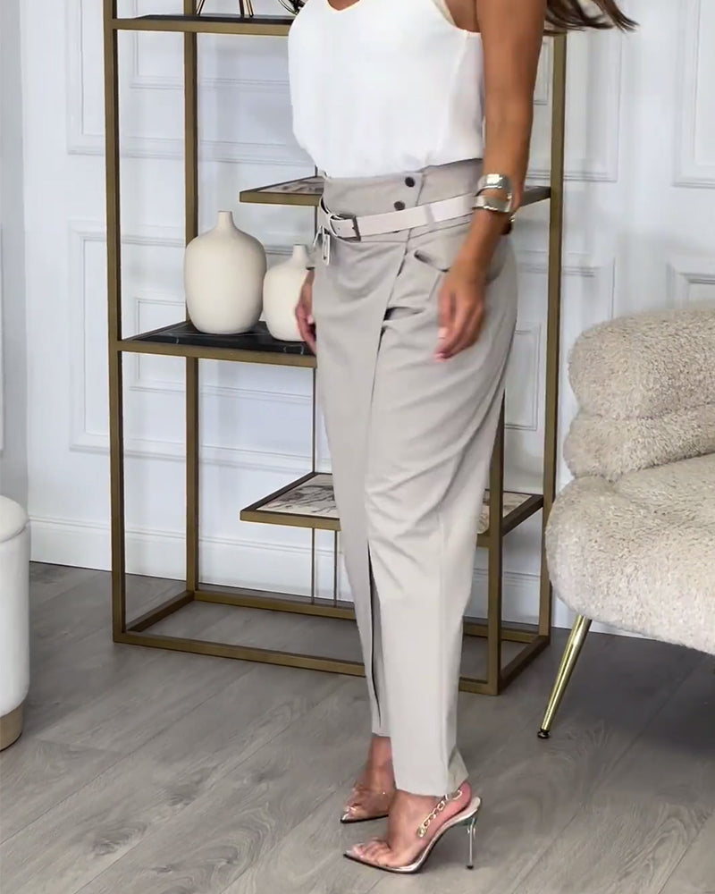 Sybille - Pantalon Patchwork vyöllä