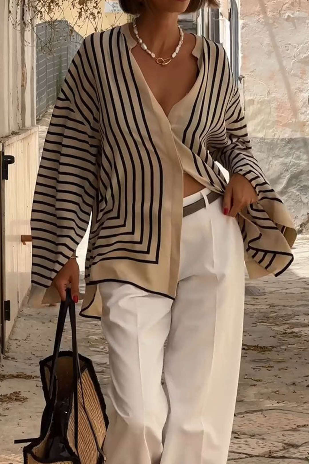 Solveig | Stripe Print Pitkähiha Shirt