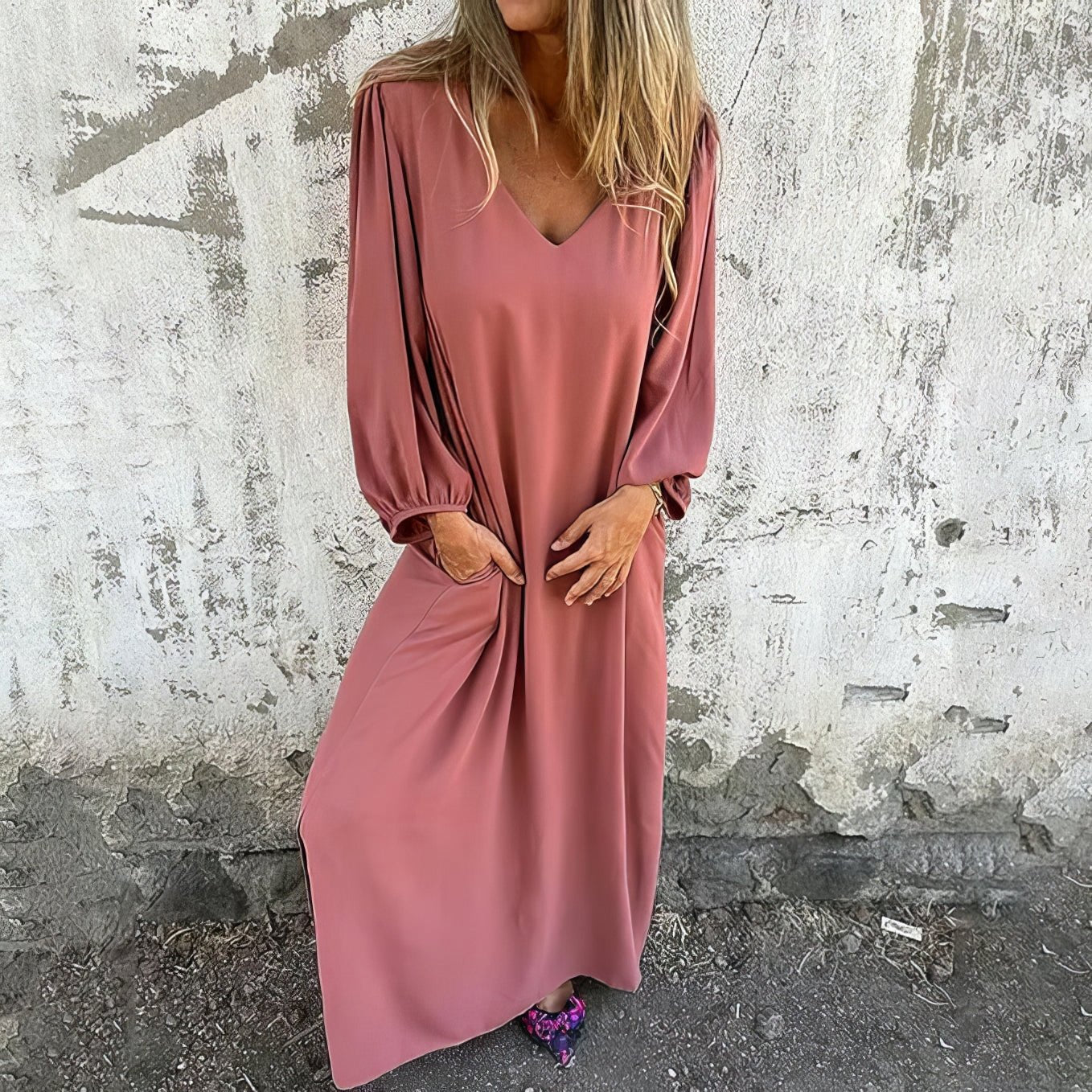 Perle | Boho Pitkä Mekko Taskuilla
