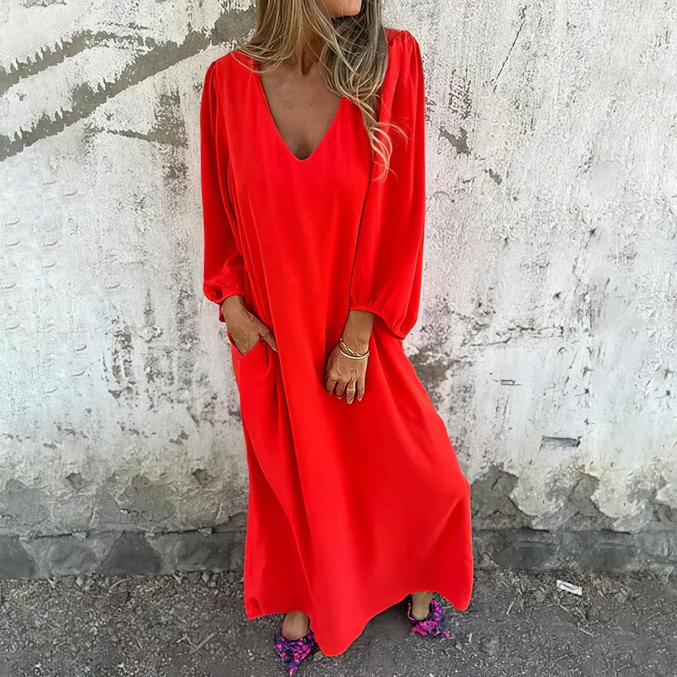 Perle | Boho Pitkä Mekko Taskuilla